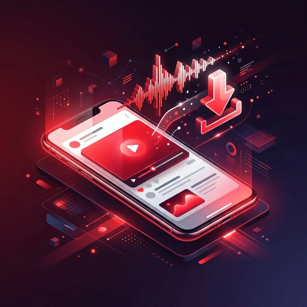 A highly detailed scene showing a person using a tech device for video downloader related to What is a YouTube Description and Why is it Critical?